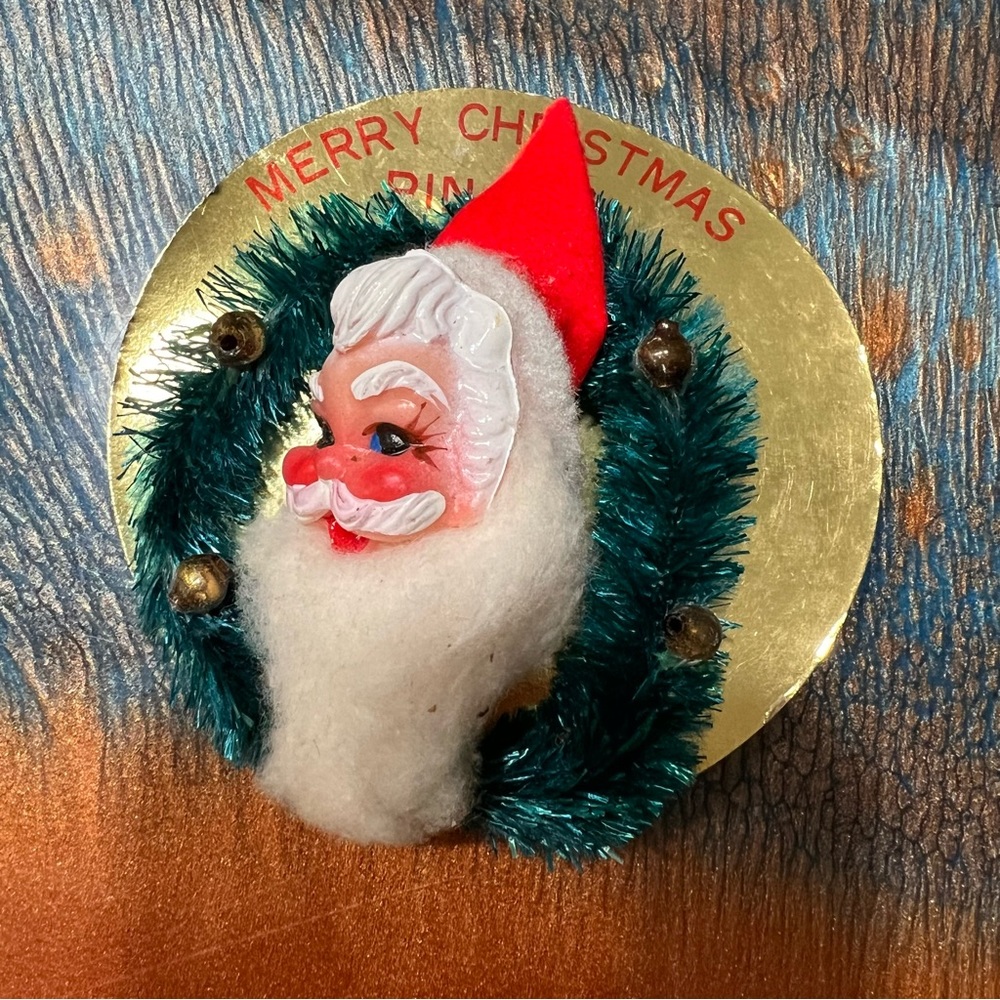 Vintage Santa Merry Christmas Pin On Made in Japan MCM